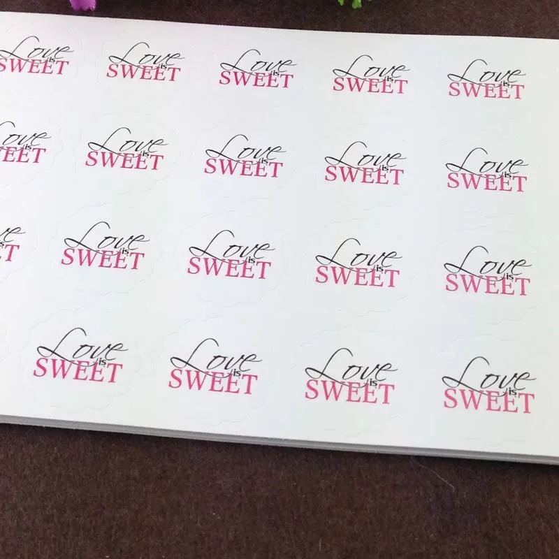 300 шт./лот 3 см в форме цветка белая бумага детская розовая &quotLove is sweet&quot наклейки