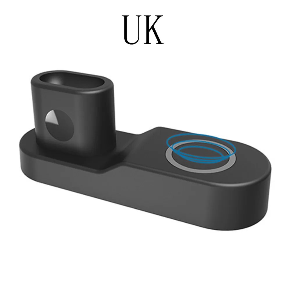 Black UK 4 в 1 Qi Беспроводная док-станция для зарядного устройства подставка для iwatch Apple Watch 3 2 iPhone XS Max XR X 8 Plus беспроводная док-станция US/EU/UK - Тип штекера: Black UK