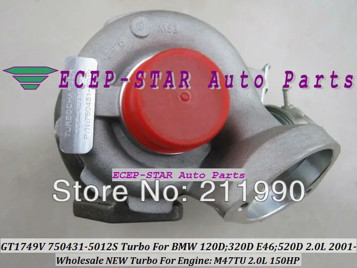 GT1749V 750431-0009 750431-0006 750431 7794144E03 7787626G 7787627G 787626 Turbo для BMW 120D 320D E46 520D 01- M47TU 2.0L 150HP |