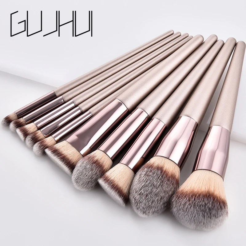 Professional Champagne Flame Makeup Brushes Set Cosmetics Foundation Powder Eyeshadow Concealer Blush Make Up Brush Kit Tools | Красота и