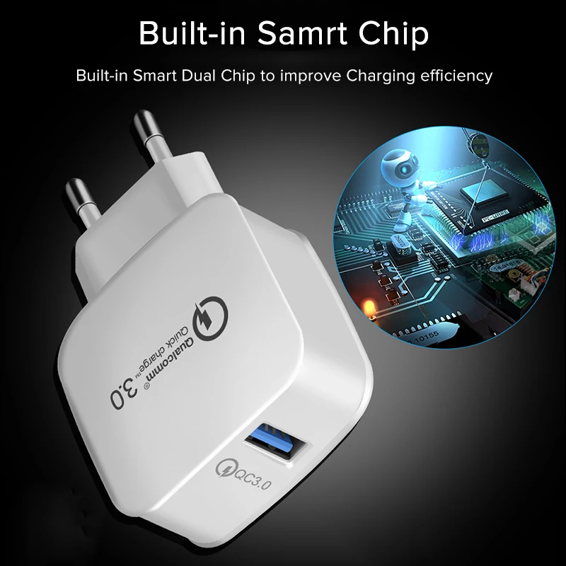 USB быстрая зарядка SUPTEC 18 Вт 3 0 5 в 3A для Iphone 7 8 европейская вилка мобильный телефон