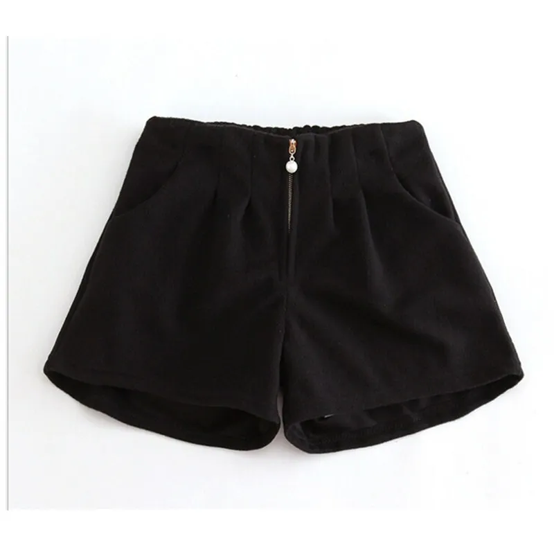 

new shorts autumn and winter high waist woolen shorts casual boots large size women shorts bottoming thick female