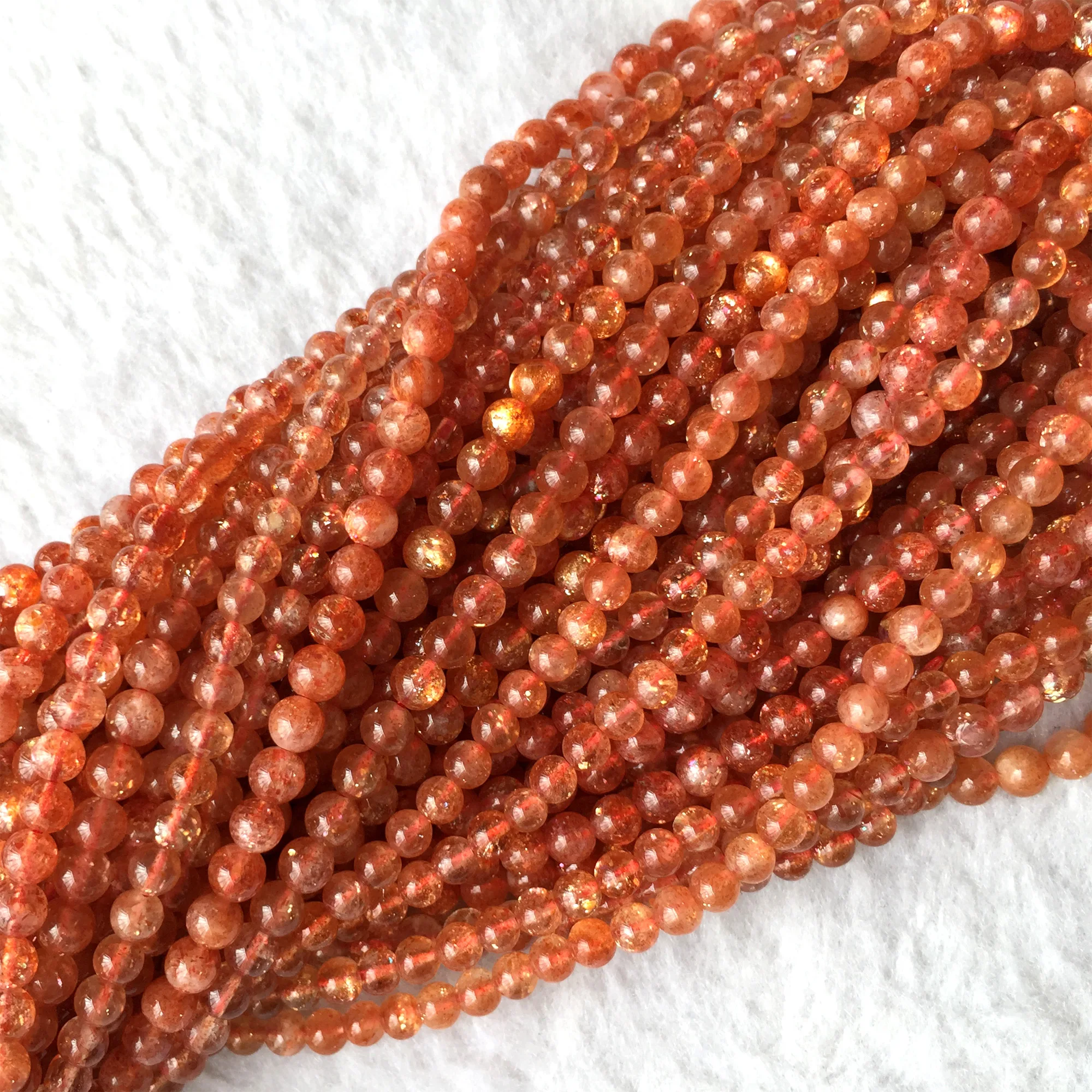 Высокое качество настоящий натуральный прозрачный оранжевый золотой Sanidine Sunstone Круглый свободный DIY ожерелье или браслеты бусины 1" 06070