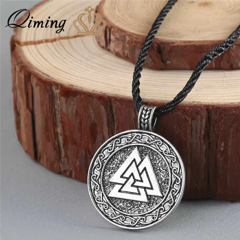 as picture Viking кулон Valknut мужское ожерелье круглый языческий религиозный человек славянский Серебряный Женский стимпанк Ювелирное колье в тибетском стиле амулет - Окраска металла: as picture