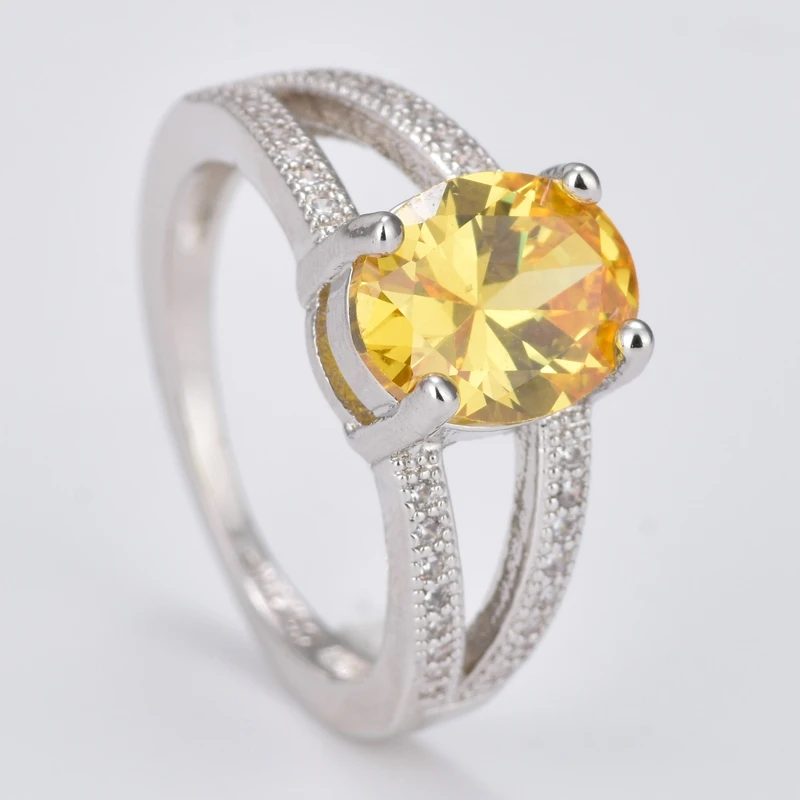 Карни Мода Овальные желтый кубического циркония Обручение Promise Ring Романтический