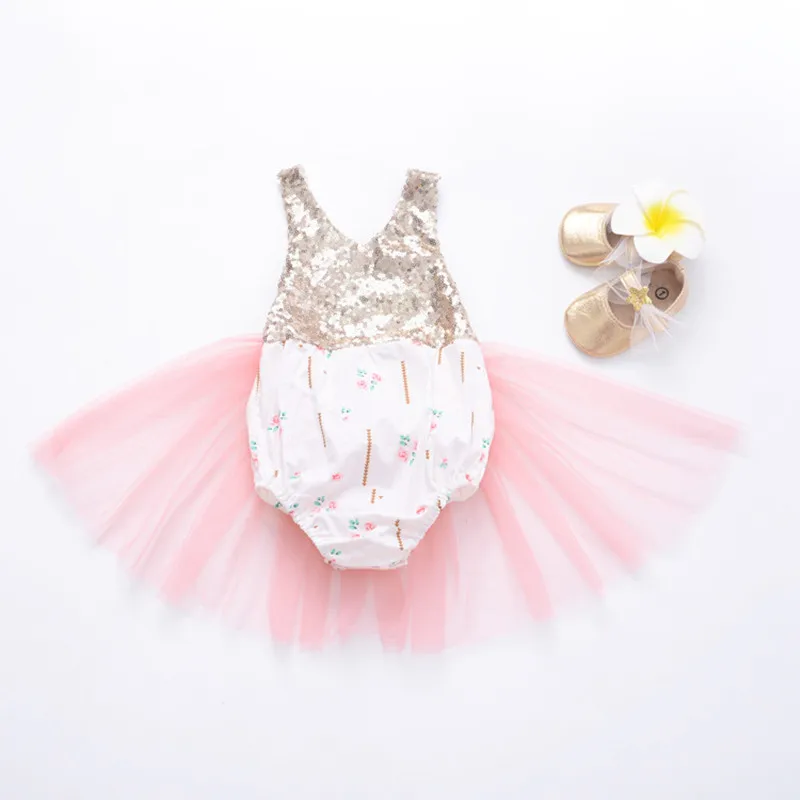 Одежда для маленьких девочек Новинка лета 2019 Модный комбинезон с блестками