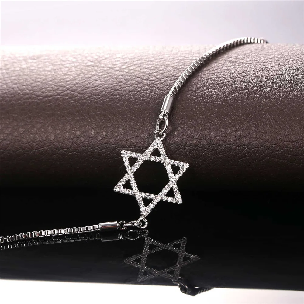 U7 Еврейские Звезда Давида Гальваническим Цепи Браслет Для Женщин Ювелирные