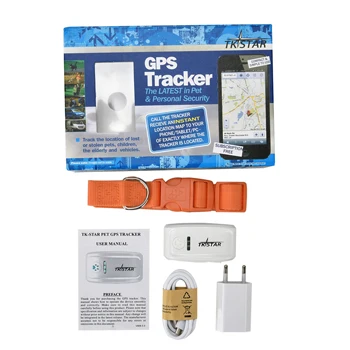 Orange with Box Gps трекер для домашних животных, трекер для собак/кошек, ошейник для питомцев GSM/GPRS, отслеживание в реальном времени, локатор LBS/gps, устройство сигнализации положения - Цвет: Orange with Box