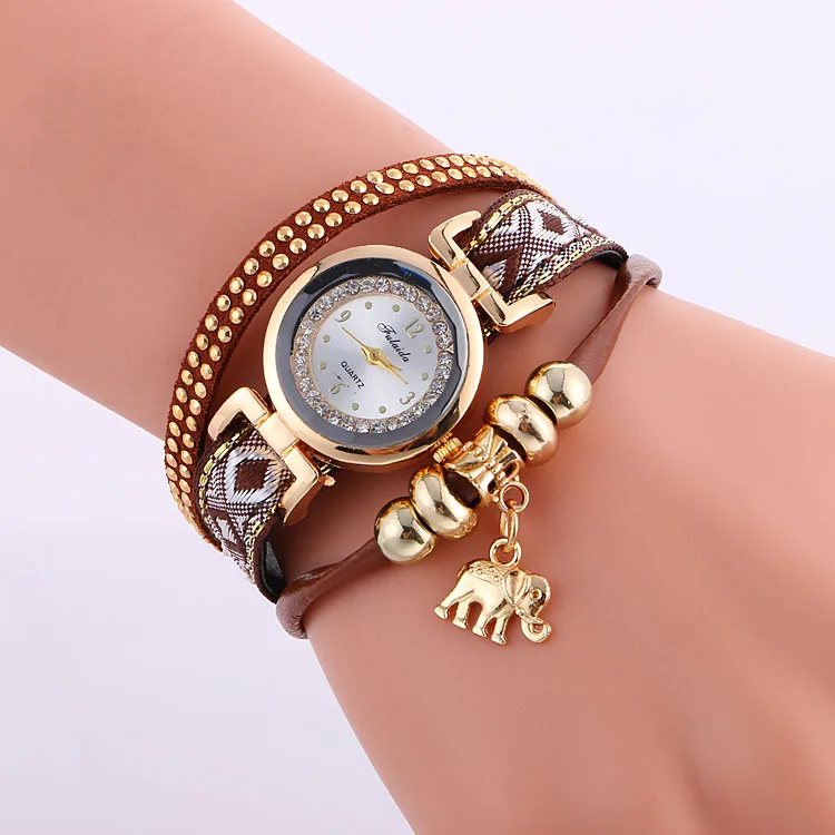 100 шт./лот подвеска в виде слона национальном стиле Шипы кожаные часы