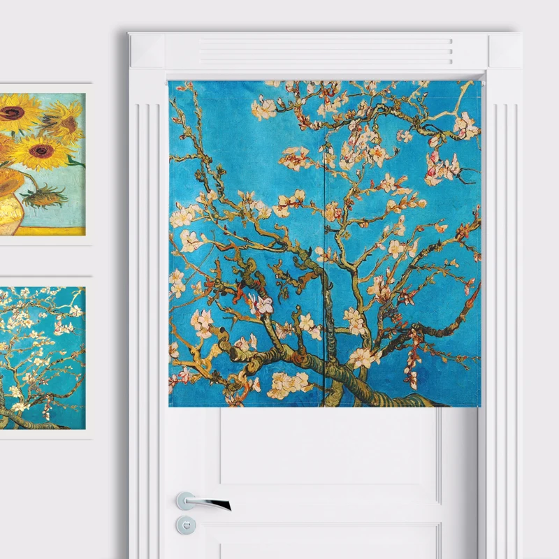 Retro Van Gogh Painting Door Curtain Floral Linen Tapestry Study Home Decor Bedroom Kitchen Noren | Дом и сад