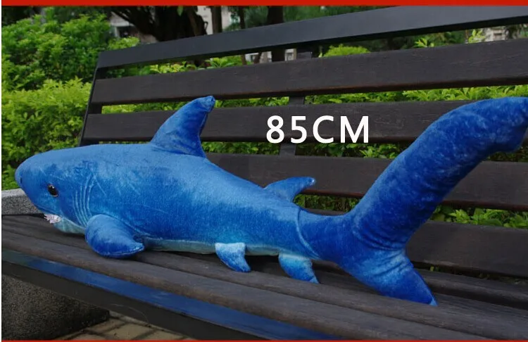 

middle size plush shark toy lovely dark blue stuffed undersea world shark doll birthday gift about 85cm