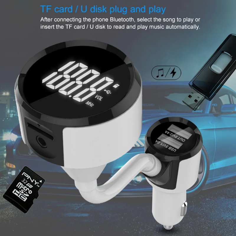 Автомобильный FM передатчик Bluetooth Aux автомобильный комплект громкой связи 4 2