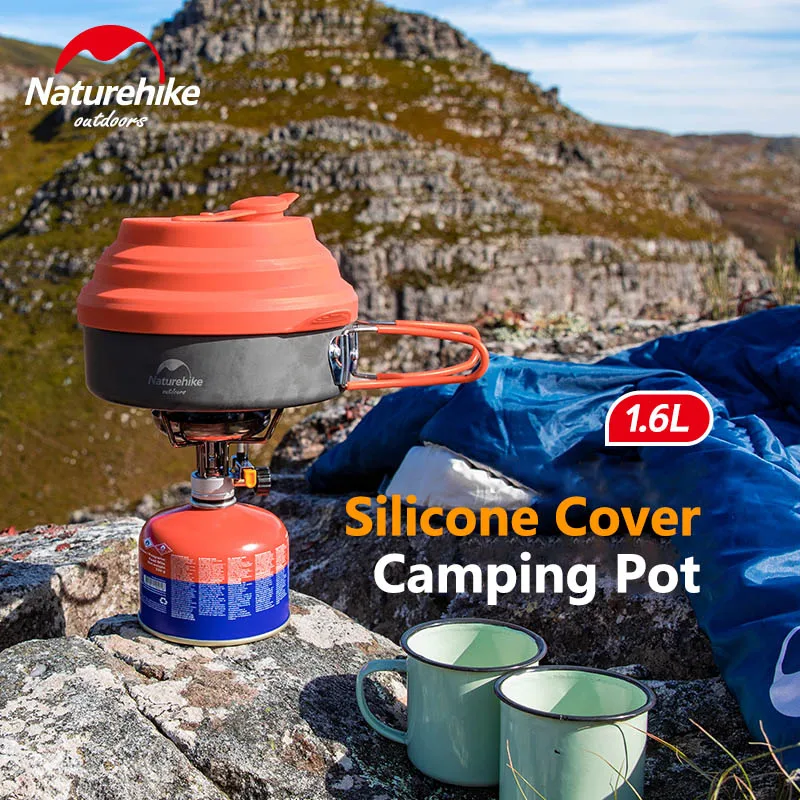 Naturehike 1.6L Кемпинг горшок с силиконовой крышкой свистящая Складная посуда