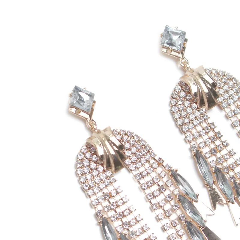 Женская Длинные Серьги Позолоченные Мотаться Кистями серьги Кристалл Падение