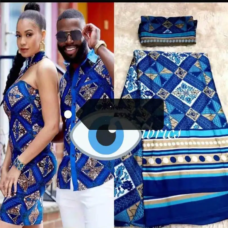 

Hot Selling Fashion Design High Quality Imitation Silk Fabric African Print Fabric African Wax Prints 4+2 Yards/Set! DFF6237