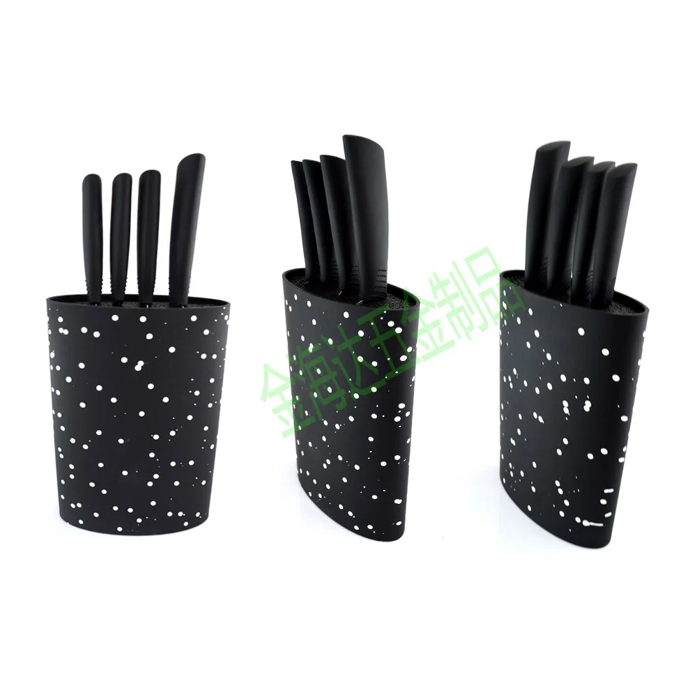 Универсальный пластиковый держатель для ножей овальной формы с 4 черными