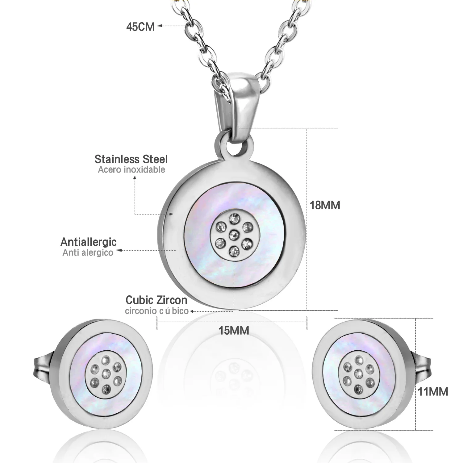 Ювелирный Набор LUXUSTEEL женский круглый кулон из нержавеющей стали ожерелье серьги