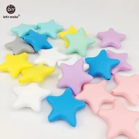 lets make 20pcs star silicone baby teething diy necklace made accessories bpa free food grade teether chew beads baby teether