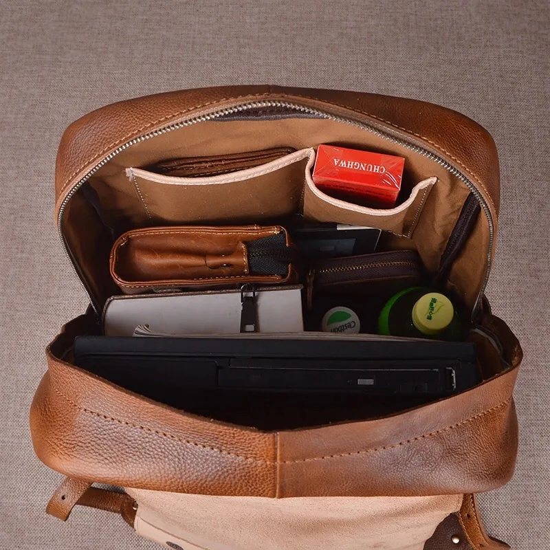 100% натуральная коровья кожа Винтажный Мужской рюкзак Ретро стиль мужской для