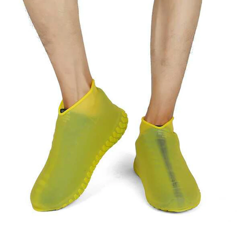 yellow Overschoenen Чехлы для обуви многократного применения пылезащитный дождевик зимний шаг в обуви Водонепроницаемые силиконовые чехлы для обуви на выбор 25-45 ярдов - Цвет: yellow