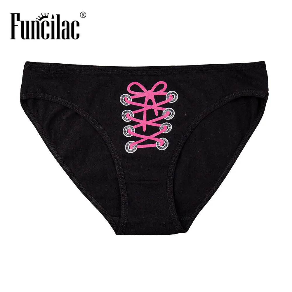 FUNCILAC женское нижнее белье однотонные хлопковые трусы с милым принтом 5