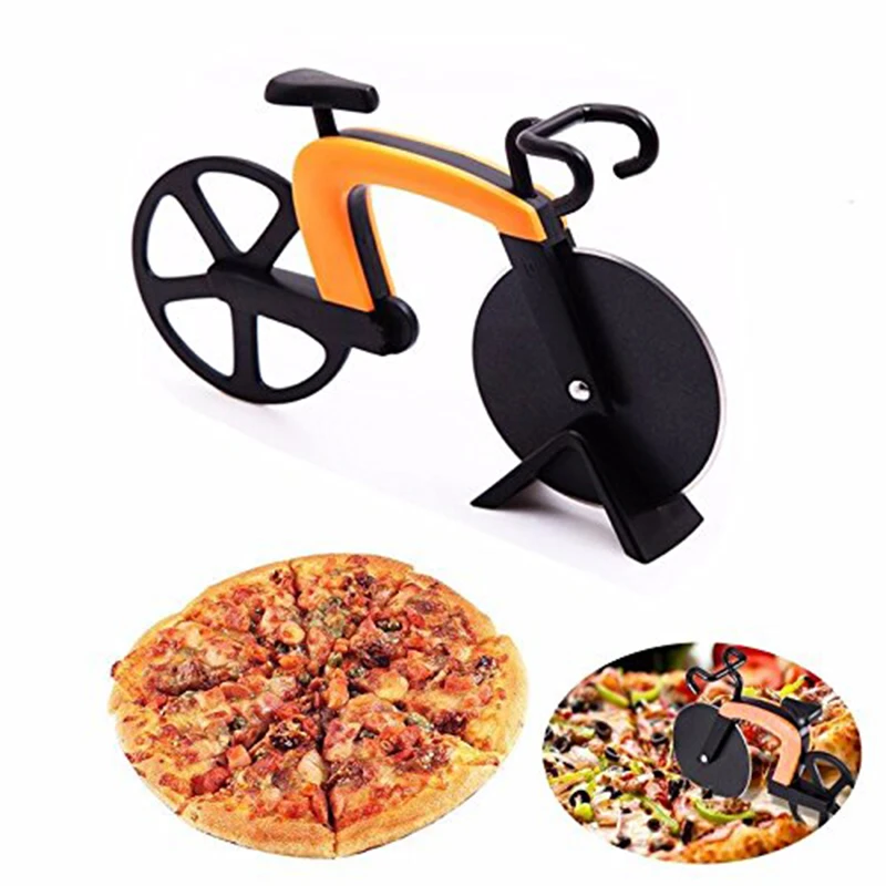 Bicycle Pizza Cutter Stainless Steel Blades with Non-stick Coating Serveware Kickstand Bike Knife Cooking Tools | Дом и сад