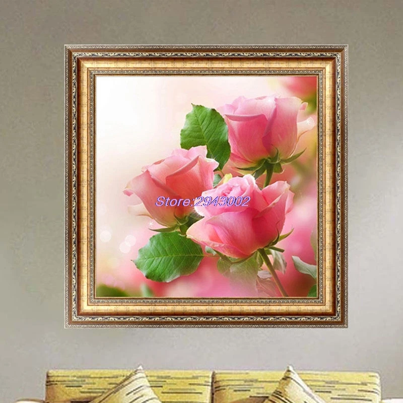 2017 New 5D DIY Embroidery Painting Cross Stitch Needlework Flower Pink Mosaic Home Decor MAR23_10 | Дом и сад