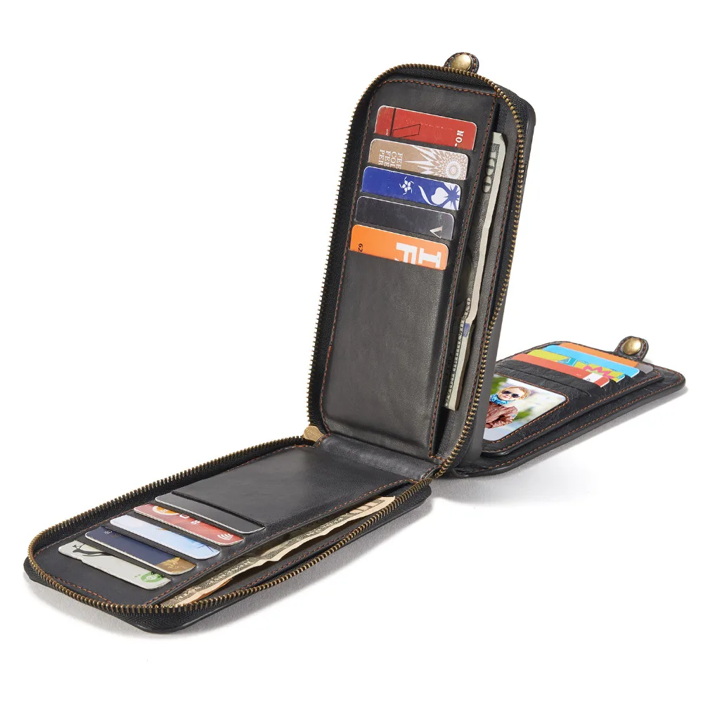 CASEME S7 Edge Zipper Wallet Case for Samsung Galaxy S8 Plus Multi-Function Metal Clip Removable Leather Cover For | Мобильные