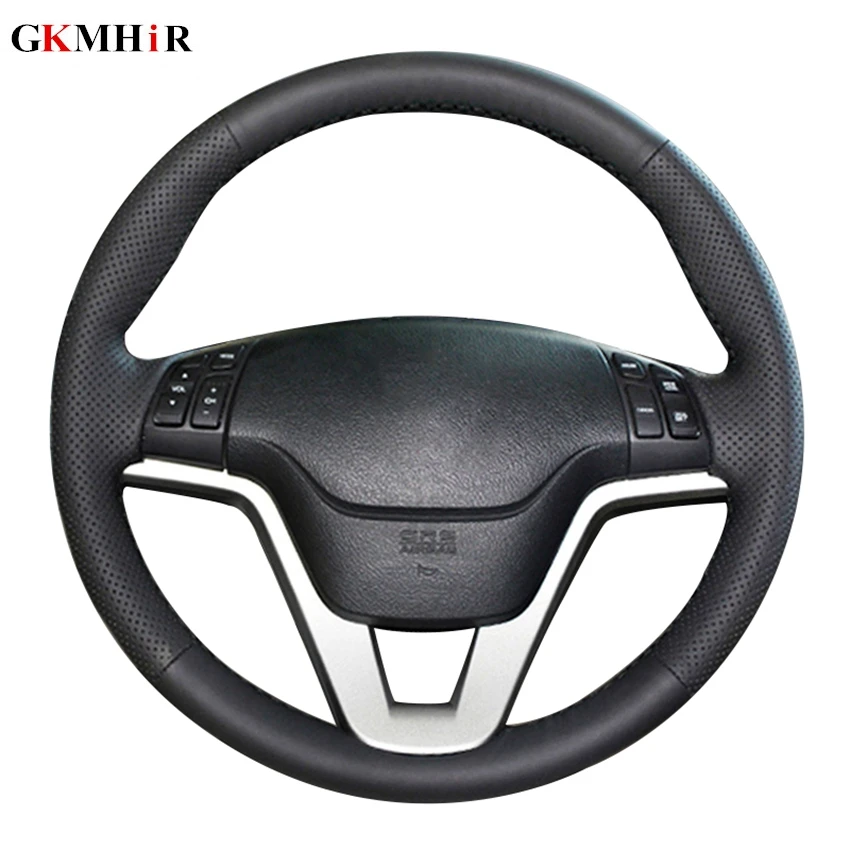 

DIY Hand-stitched Black Artificial Leather Car Steering Wheel Cover for Honda CRV CR-V 2007 2008 2009 2010 2011