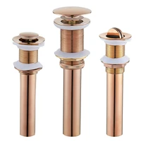 pop up drains brass lavatory basin push down drainer bathroom parts faucet accessories rose gold pop up drain free shipping