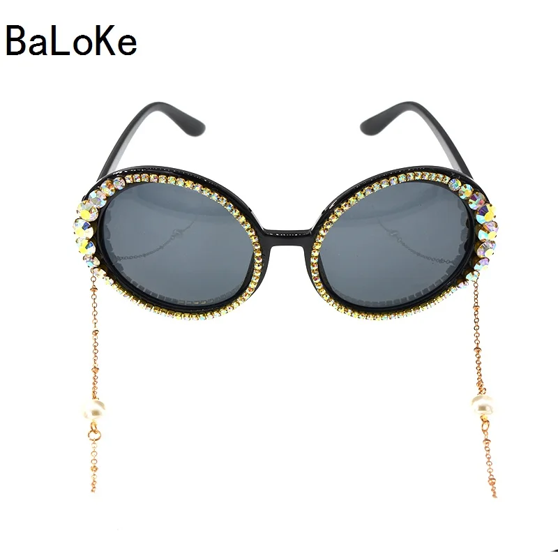Big Frame Brand Designer Baroque Sunglasses Women Personality Style Chains Decoration Crystals Glass Female Fashion Eyeglass | Аксессуары