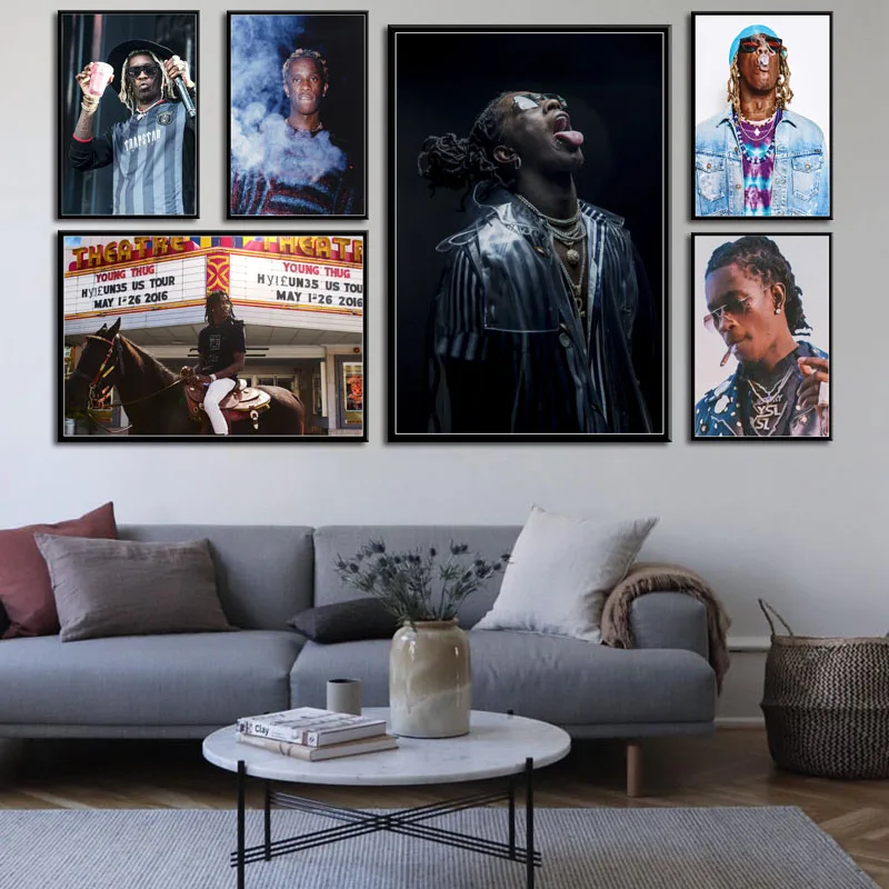 P339 Young Thug Hip Hop Rap Music Singer Rapper Star Art Painting Silk Canvas Poster Wall Home Decor | Дом и сад