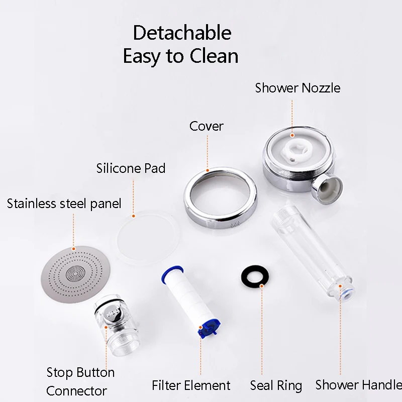 НОВАЯ душевая головка высокого давления с 3 функциональным фильтром кнопкой