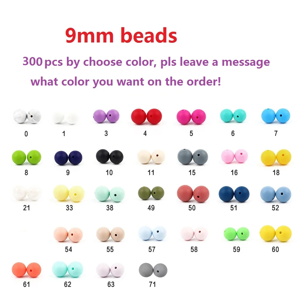 Choose color BOBO. BOX,, 300 шт, 9 мм, силиконовые бусины, детские игрушки, бусины для прорезывания зубов, СИЛИКОНОВЫЕ BPA недорогие ожерелья, соски, цепочка для прорезывания зубов - Цвет: Choose color