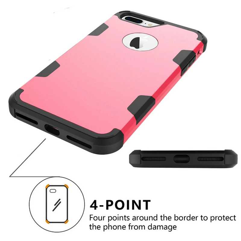 360 Shockproof full Protect Cover Hybrid TPU+ Rubber Hard Rugged Armor Rose Gold Phone Case For iPhone XR 6 6S 7 8 Plus X |