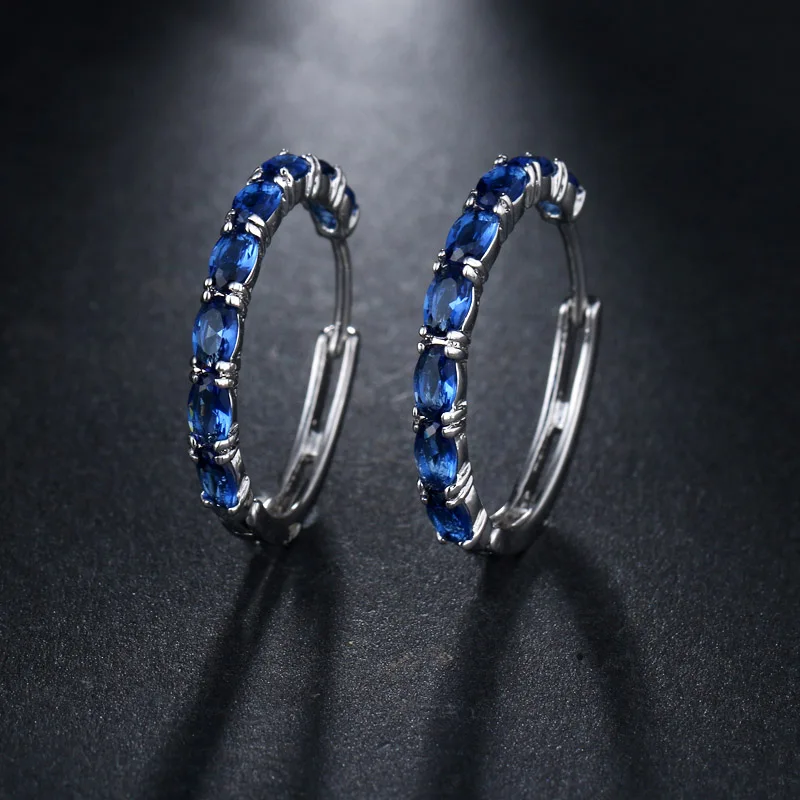Blue LXOEN модные круглые зеленые большие серьги-кольца с AAA цирконием и кристаллами, серьги-кольца для женщин, ювелирное изделие, подарок Brinco - Окраска металла: Blue