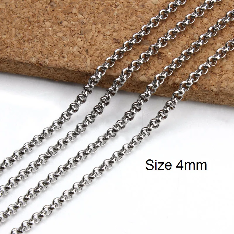 4mm o chain SAUVOO 2 метров/lot Нержавеющая сталь O сыпучих цепочка серебристого цвета Звено Якорной цепочки 2/2. 5/3/4/5 мм для Цепочки и ожерелья Diy изготовление металлических украшений - Цвет: 4mm o chain