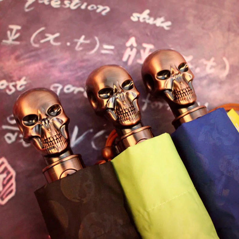 Мужской Зонт В креативном стиле с металлической головкой черепа в панк