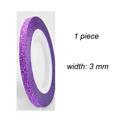Purple 3mm 10 цветов клейкая лента для ногтей рулон 3 ширины рулон ленты для ногтей с блестящим украшением цветная лента для ногтей линия для нейл-арта LDL - Цвет: Purple 3mm