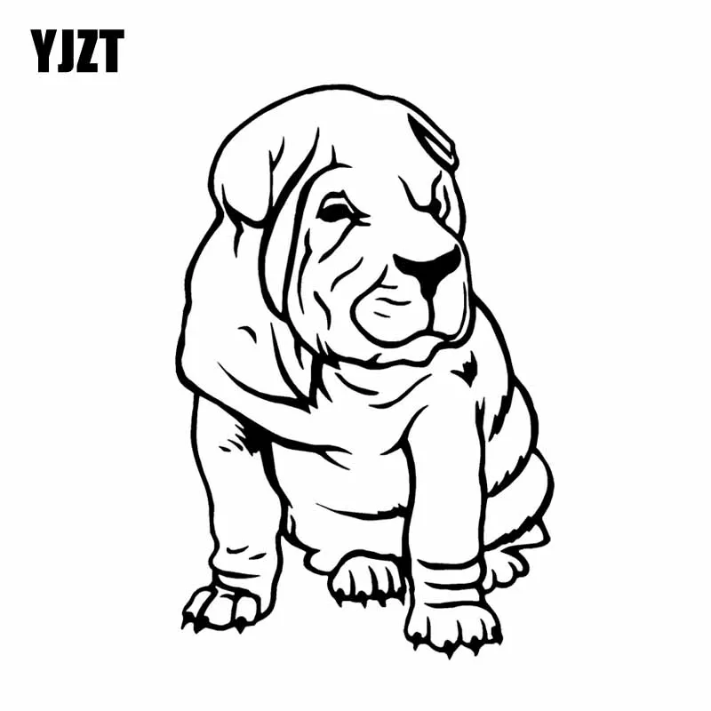 YJZT 9 см * 13,7 см Shar Pei Dog водонепроницаемый автомобильный стикер на бампер или окно украшение черный/серебряный цвет