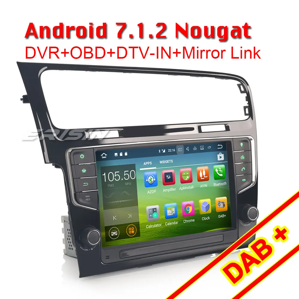Erisin ES3711G 9 дюймовый автомобильный dvd плеер android DAB OBD WiFi 3g для VW GOLF VII/7 2013 и далее|car