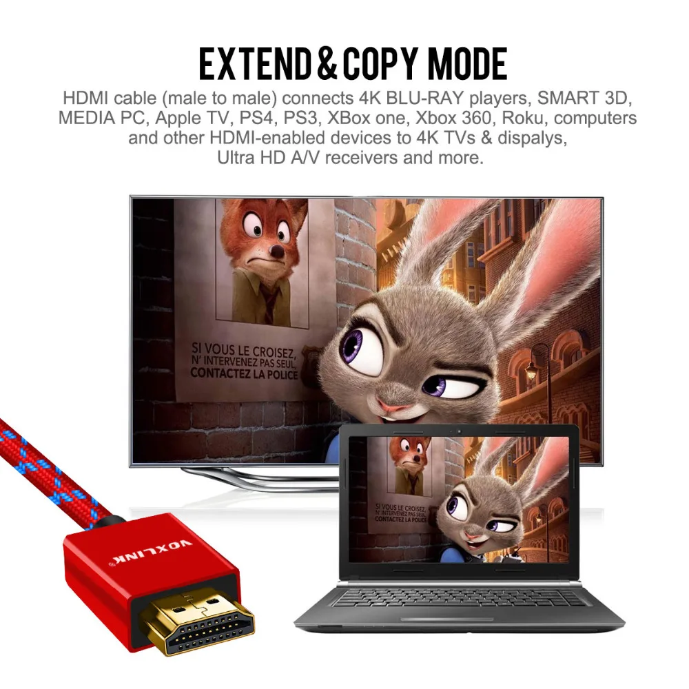 VOXLINK HDMI кабель 3 фута/6 фута/10 футов Ультра высокая скорость между штекерами HDMI кабель с Ethernet 1080P HDMI 1,4 4K 3D для PS3 BLURAY xbox