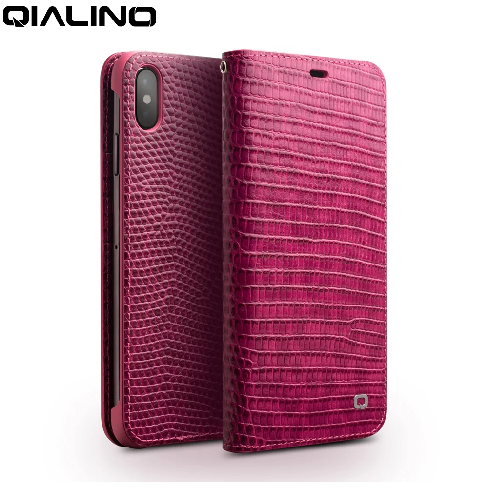 

QIALINO Luxury Ultrathin Handmade Lady Case for iPhone X/XR/XS Max Genuine Leather Fashion Women Flip Cover for iPhone11 Pro Max