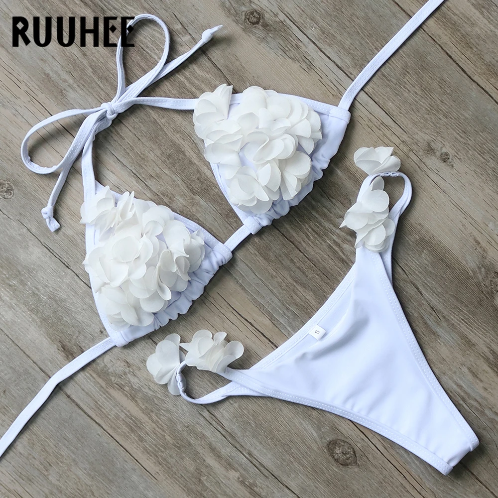 RUUHEE, бикини, купальник, женский, 3D, Цветочный, сексуальный, бикини, набор, купальник, пуш-ап, пляжная одежда, Maillot De Bain Femme Biquini