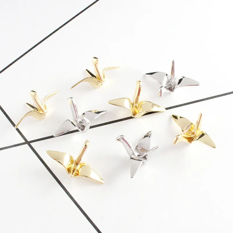 

5pcs of Gold Thousand Origami Cranes,10x22mm Paper Crane Beads,round crane pendant,DIY Earring Jewelry Accessories