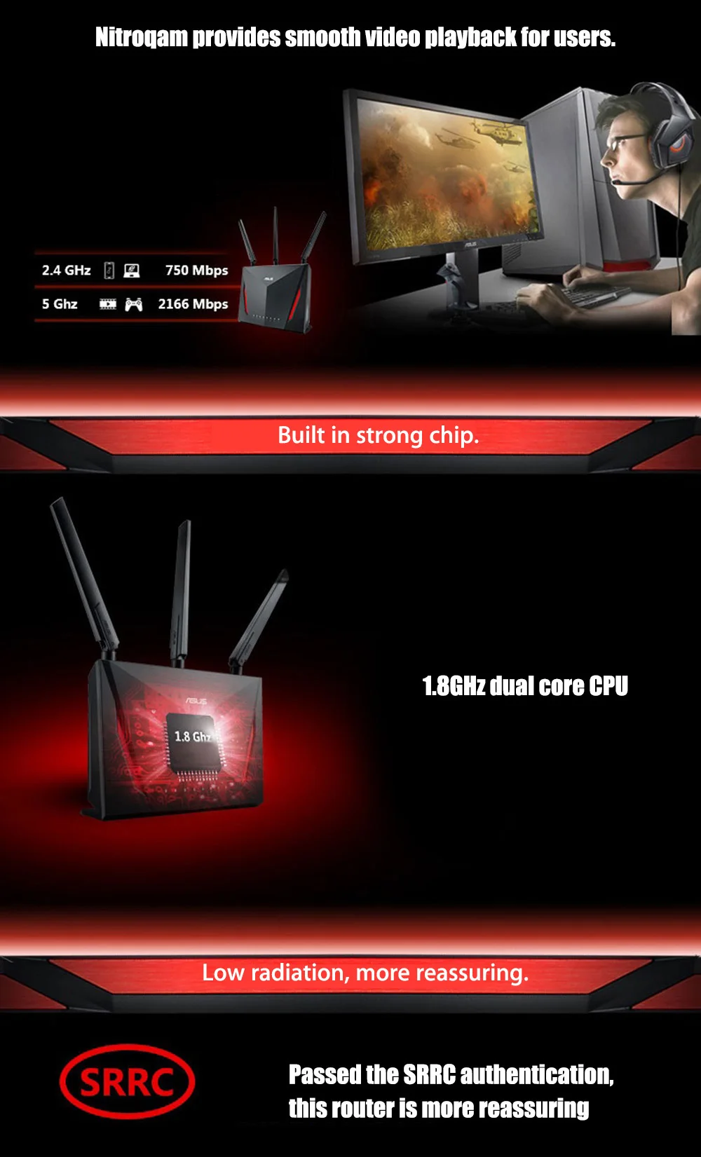 Маршрутизатор ASUS rt-ac86u, двухъядерный, 2,4 ГГц, 5 ГГц, AC, WiFi, 1000 Мбит/с, LAN для игр, поддержка USB