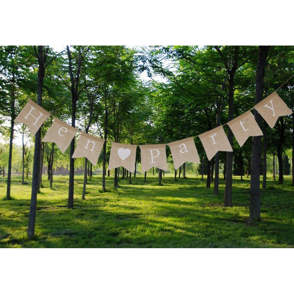 8.2 Feet(2.5 Meters) Hen Party Hessian Bunting Banner Vintage Fabric Pennant Rustic Wedding Decoration Colorful | Дом и сад