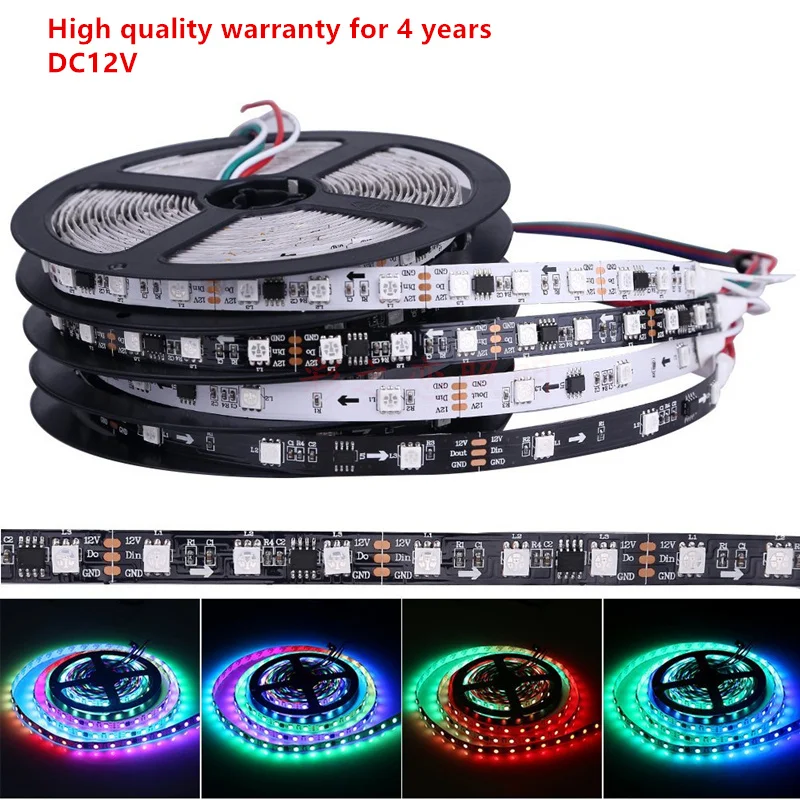 

high quality WS2811 5050 SMD RGB Strip Addressable 30/48/60/90leds/m Led Pixels External 1 ic control 3Leds 5m/roll 16.5ft DC12V