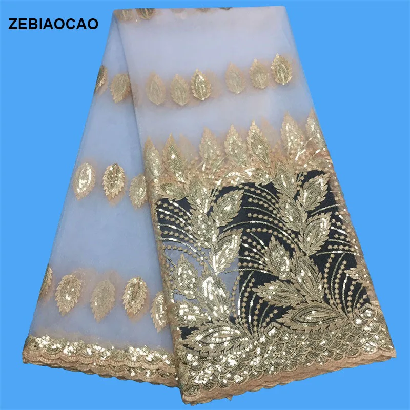 ZEBIAOCAO африканская кружевная ткань с блестками Фиолетовый французский Тюль 2019