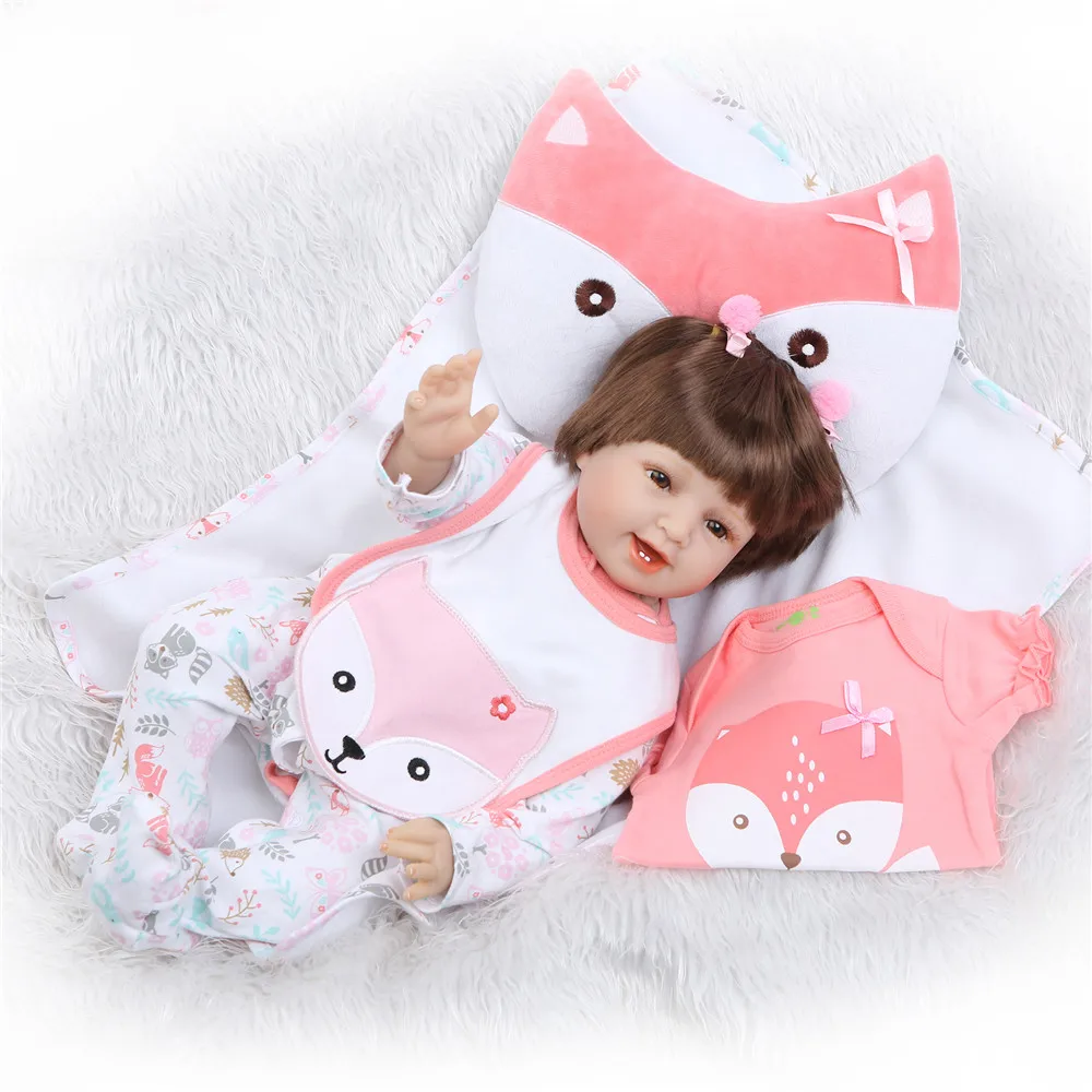 

NPK bebe girl reborn Cartoon fox silicone reborn baby dolls toys gift for children 22"55cm oyuncak bebek brinquedos menina